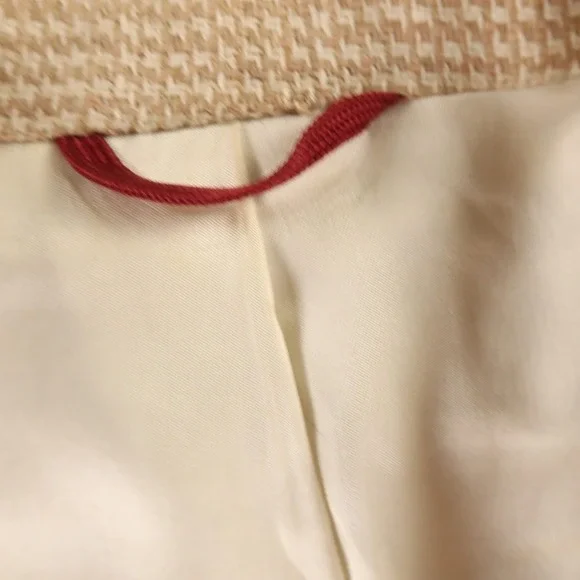 VTG Jos A Bank Jacket 44R L Beige Micro check textured weave 100% Silk Blazer - Picture 3 of 16